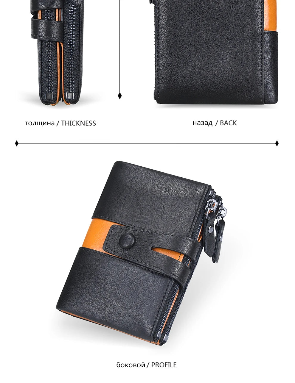 Cartera de piel auténtica para hombre, diseño de lujo, cartera corta plegable, monedero vintage con broche para monedas, bolsillo multifuncional para tarjetas