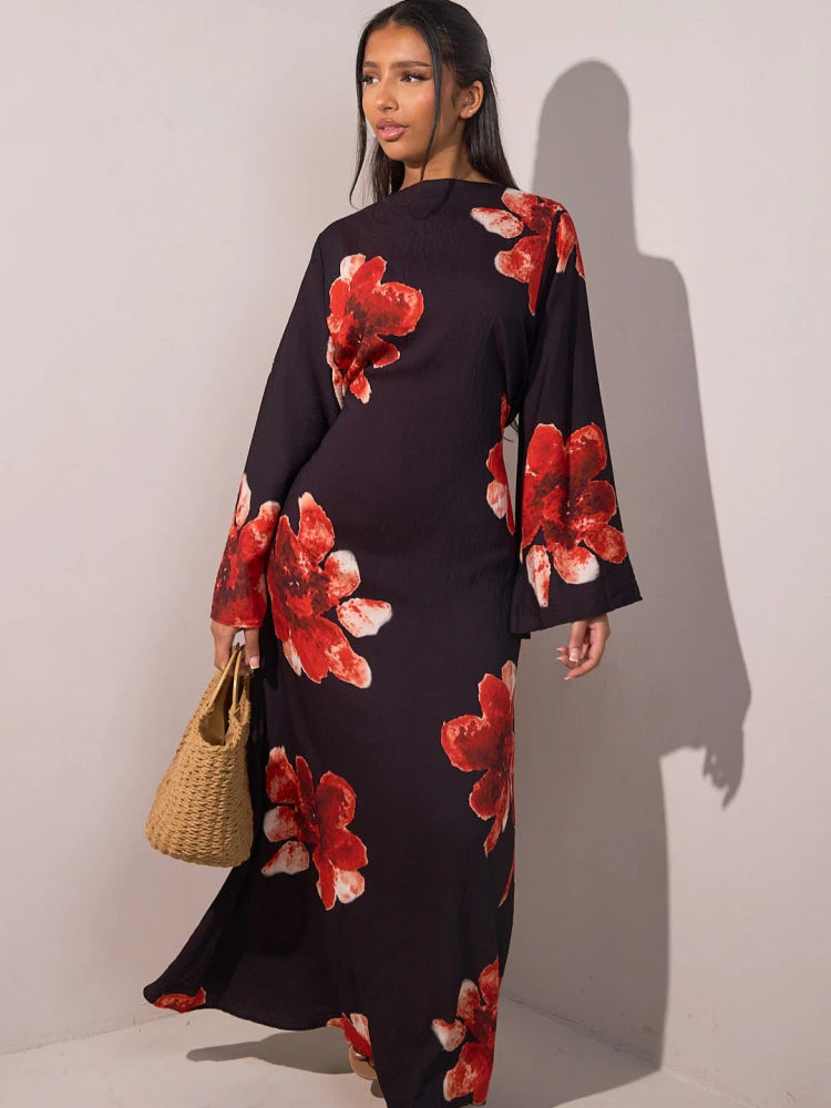 Eid Abaya Women Party Print Dress Muslim Jalabiya Dubai Vestidos Largos Party Caftan Kaftan Arab Long Robe 2025 Ramadan Dresses