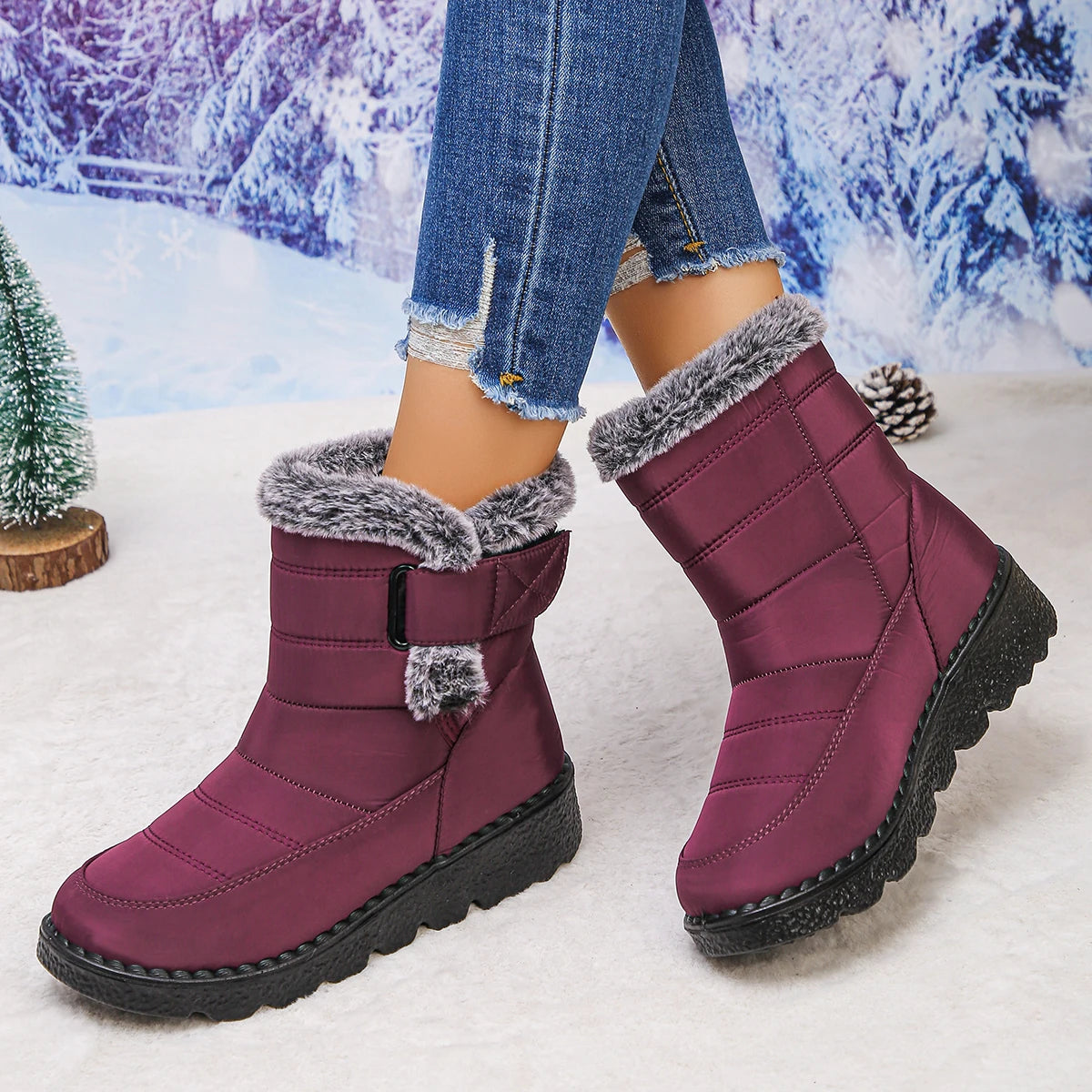 Women Anti-slip Snow Boots Winter Outdoor Warm Designer Shoes Women Comfortable Plus Size Platform Ankle Boots Zapatos De Mujer