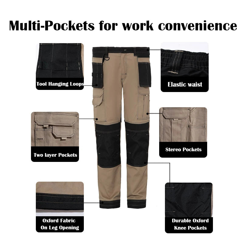 Pantalones de trabajo multifuncionales para hombre Pantalones de trabajo con cintas reflectantes