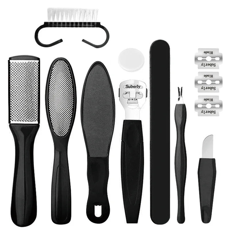 27 stk fotpleieverktøy pedikyr manikyr sett rustfritt stål peeling eksfolierende hard hud fjerner død hud fot skrubbebørste