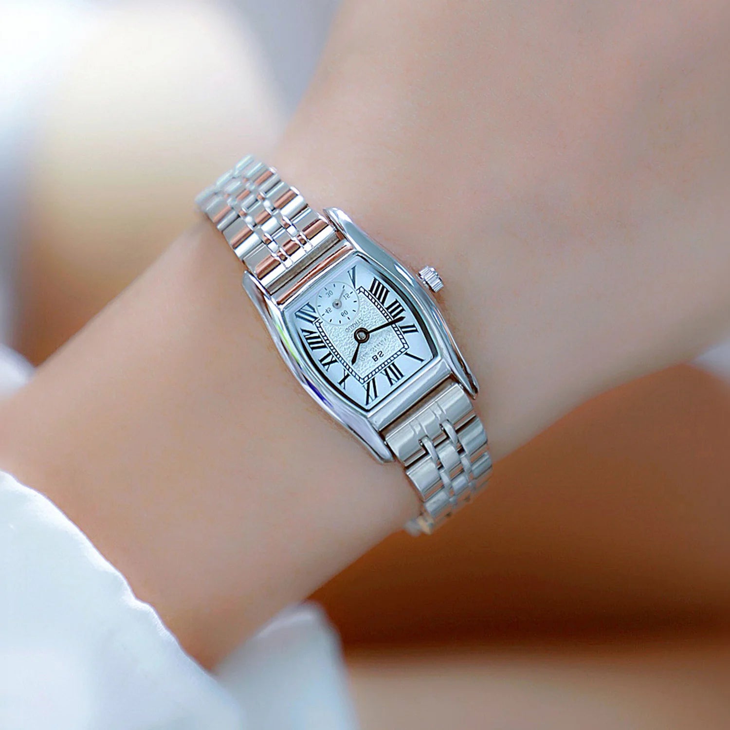 Relojes para mujer, elegante, vintage, rectangular, para dama con correa pequeña de cuero marrón, a la moda, dorado, de cuarzo, reloj de pulsera para mujer 2025
