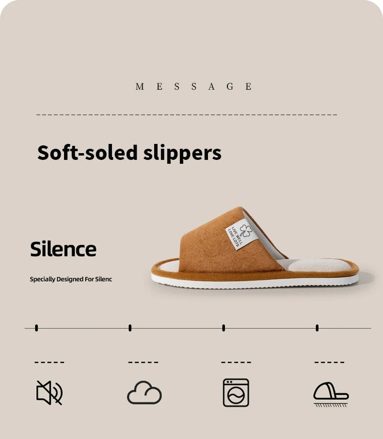 Pantuflas de hombre, antideslizantes de suela blanda para interior, para primavera y verano, de lino para todo el año, cómodas para el hogar