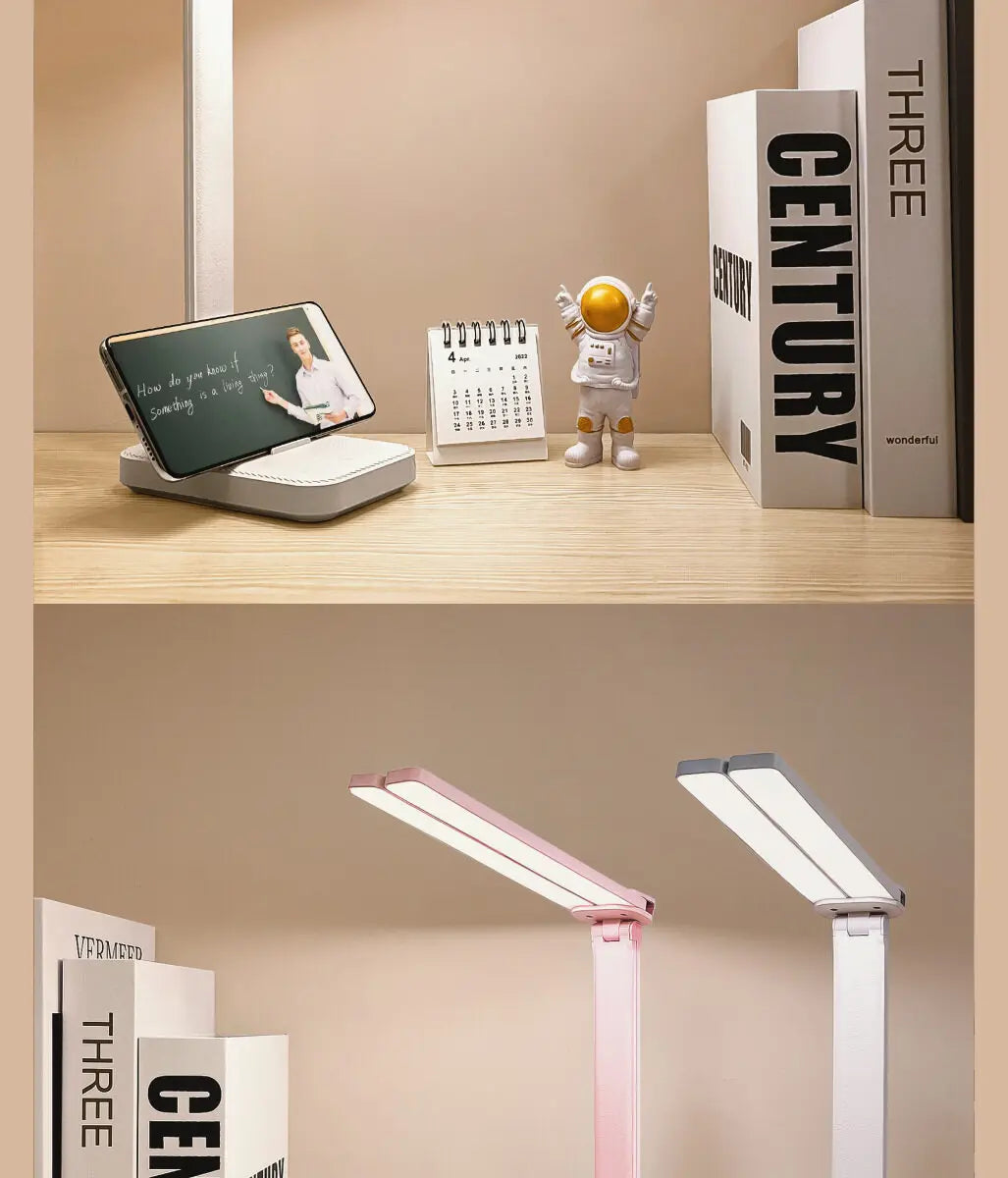 Lampe de bureau LED rechargeable par USB, 3 niveaux d'intensité, tactile, protection des yeux, pliable, idéale pour la chambre à coucher
