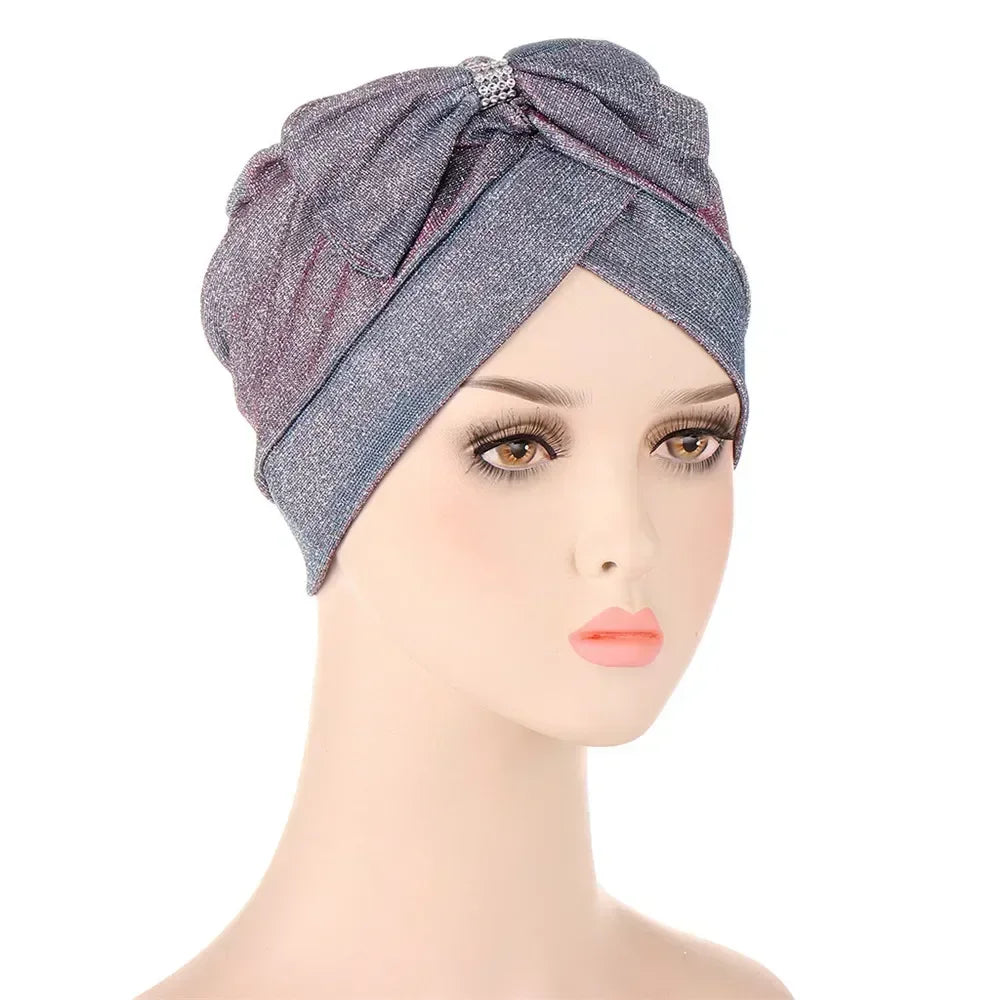 Sombrero turbante indio nuevo con nudo y lazo para mujer, hijab musulmán, pañuelo africano para la cabeza, gorro, gorro para pérdida de cabello, gorro de quimioterapia, pañuelos para la cabeza