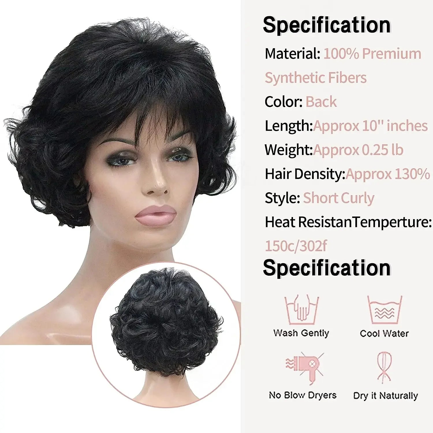 Slivery Grey Short Curly Wavy Wig 100% Imported Premium Synthetic Fashion Brown Hair Wigs for Women