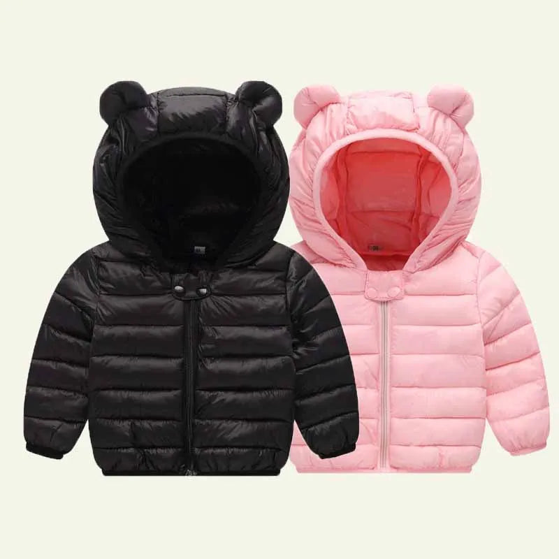 Winter Baby Girls Down Coat Boys Cartoon Jacket Kids Warm Hooded Outerwear New Autumn Light Cotton Clothes Children's Casual Top