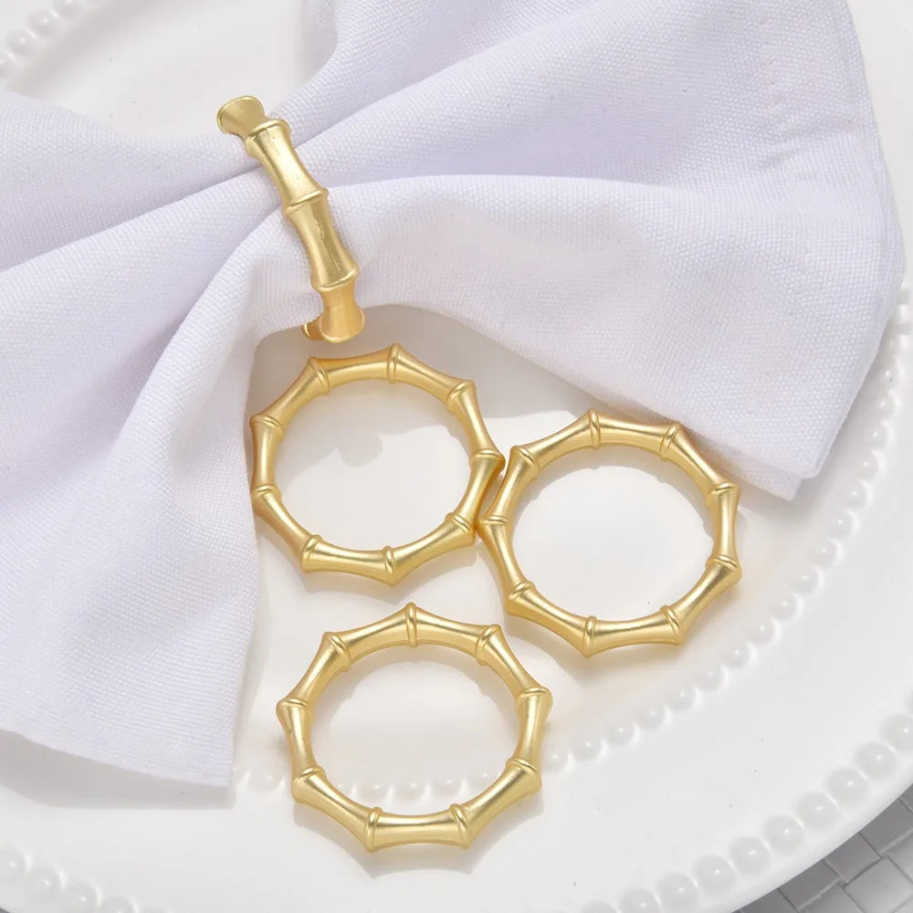 Servilleteros Anillos de Metal Dorado con Diseño de Bambú para Fiestas, Versátiles, para Bodas, Cenas y Decoración de Mesa