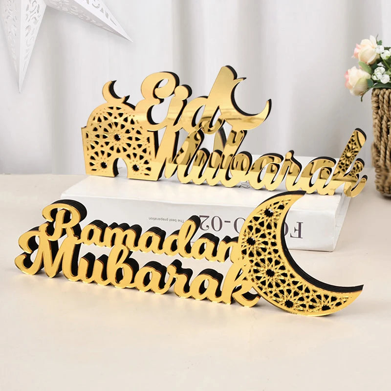 Ramadan Mubarak Acrylic Ornament Eid Mubarak Ramadan Kareem Decoration for Home Islamic Muslim Party Decor Eid Al Adha Gift