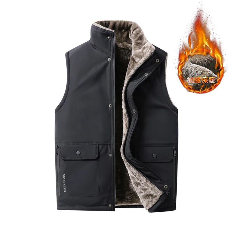 Men Winter Vest Lamb Cashmere Thick Veste Man New Thicken High Quality Waistcoat Brand Velvet Warm Sleeveless Mens Vests Jacket