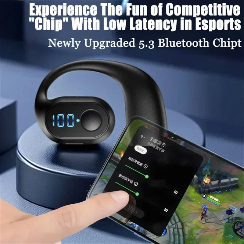 Auricular Bluetooth 5.3 TWS Inalámbrico de Gancho Orejero Auricular HiFi Estéreo con Reducción de Ruido Impermeable para Huawi Xiami