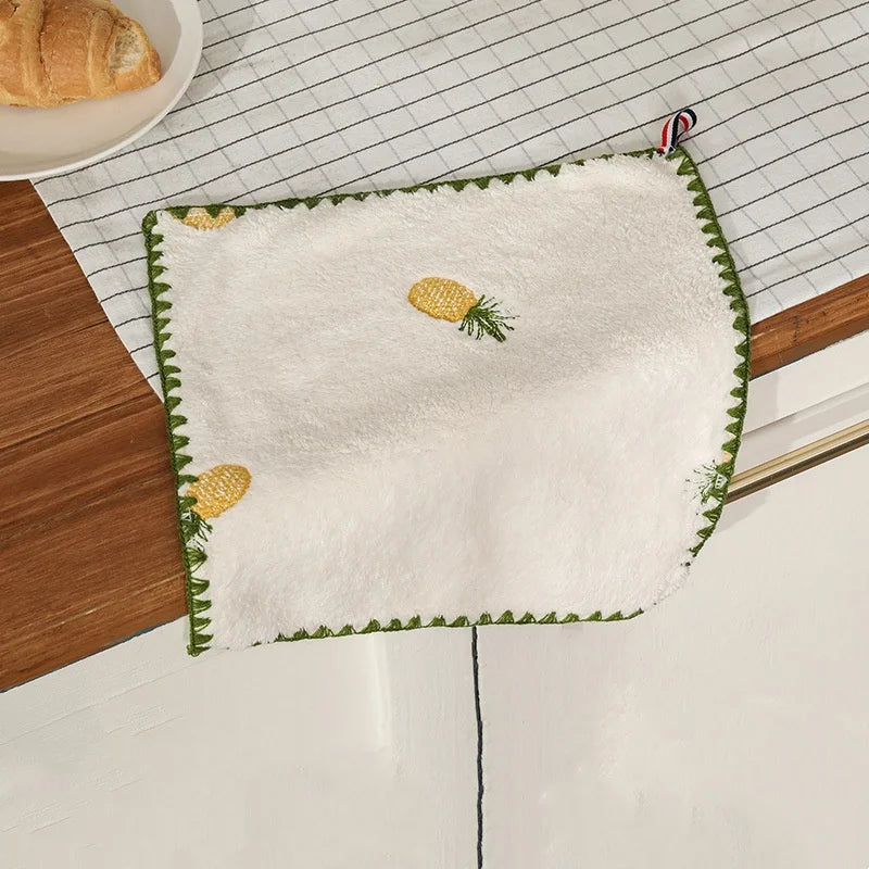 Toalla de mano absorbente con bordado de frutas, supersuave, para colgar, de secado rápido, para baño, cocina.