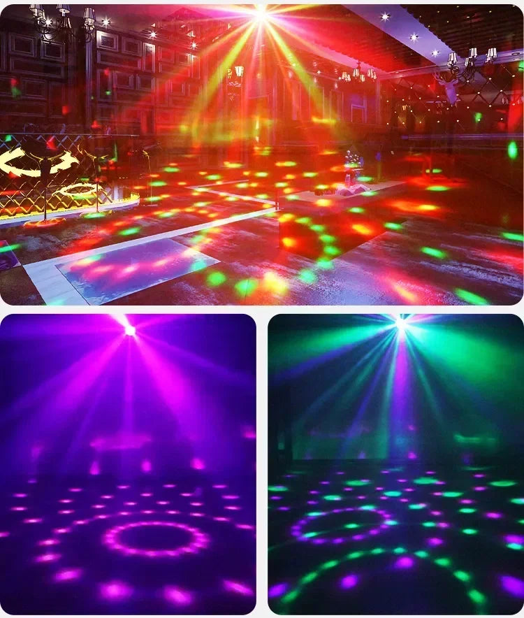 Luz LED de escenario para discoteca, bola giratoria, estroboscópica, control de sonido remoto, mágica, para coche, RGB, regalo de Navidad, fiesta, club, lámpara de espectáculo láser