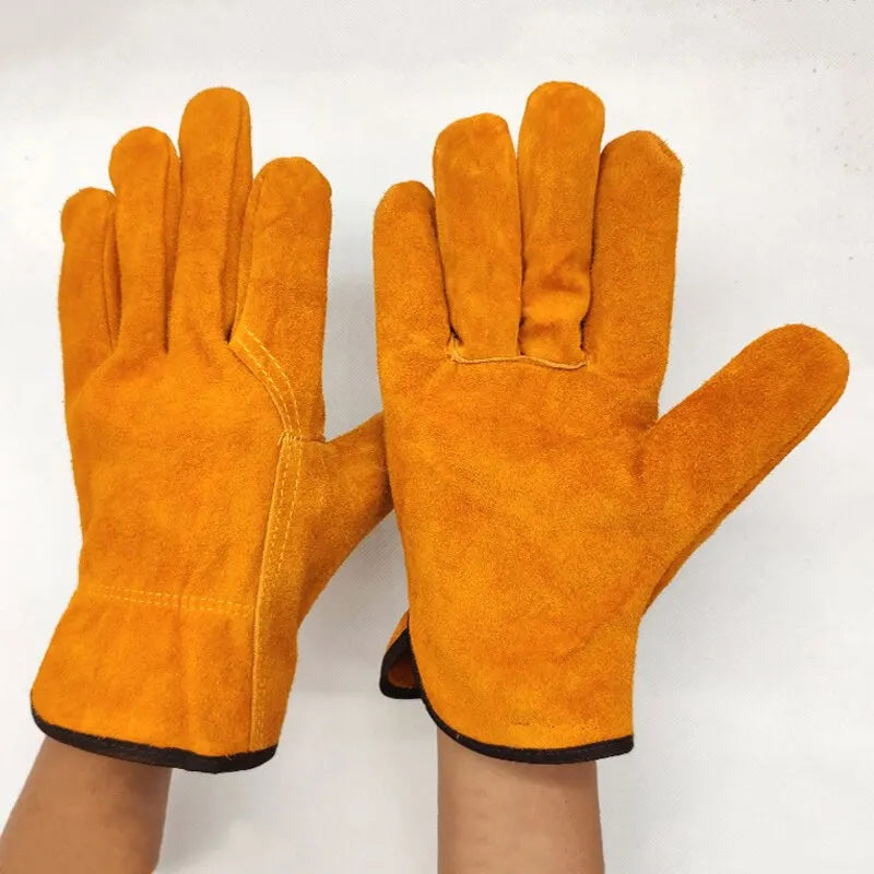 Guantes de trabajo para hombre, de piel de vaca suave, para conductor, caza, conducción, granja, jardín, soldadura, seguridad, protección, guante mecánico
