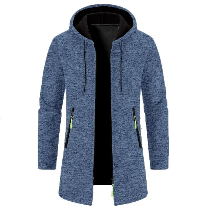 Sweat-shirt à capuche pour homme, manches longues, fermeture éclair, surdimensionné, noir