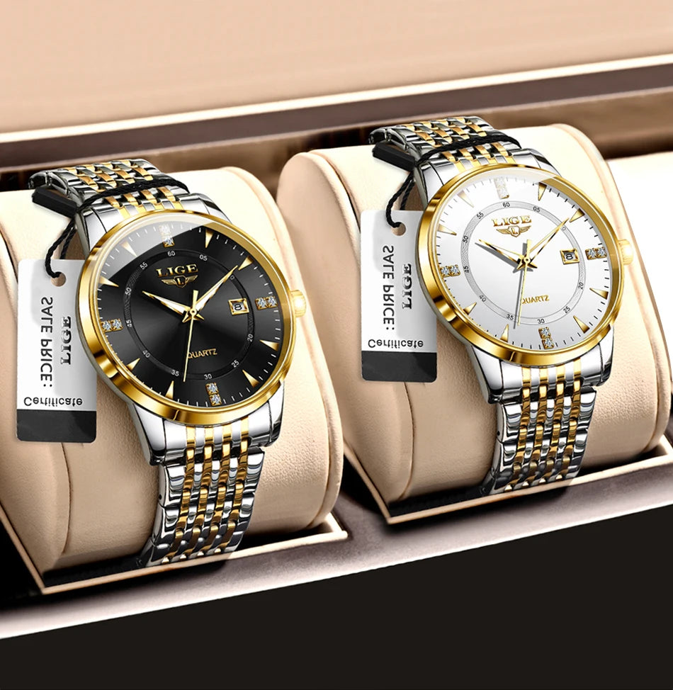 LIGE Nuevos Relojes Impermeables de Mujer Moda Reloj de Pulsera para Mujer Reloj de Cuarzo de Lujo de Marca Superior con Fecha para Mujer Relogio Feminino