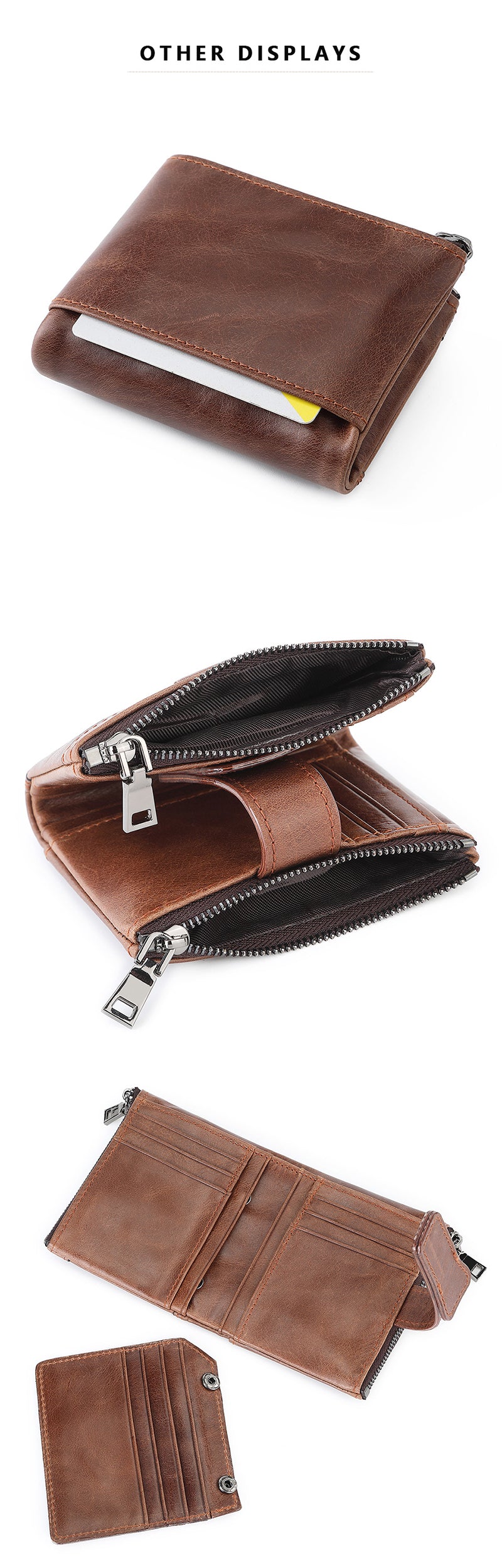 Cartera de lujo de diseño para hombre, carteras de hombre de cuero genuino, RFID de alta calidad, monedero para hombre, tarjetero, carteras vintage