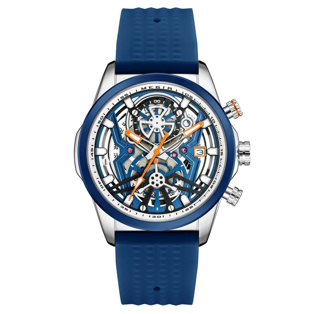 Relojes cronógrafo deportivos para hombre, marca de lujo superior, MEGIR, cuarzo, impermeable, a la moda, reloj de pulsera para hombre con fecha automática y manecillas luminosas