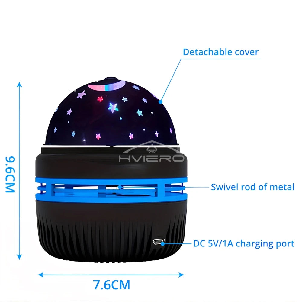 Proyector de luz nocturna Galaxy Lámparas de mesa USB Sala de juegos Cine en casa Techo Decoración de boda Halloween Gira automáticamente