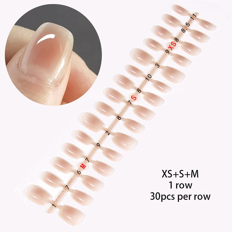 30 stk. gradient kunstnegler fransk blush nude negler vanntett kunstige negler medium kiste kunstnegler fingernegler presse-on negler tupper manikyr