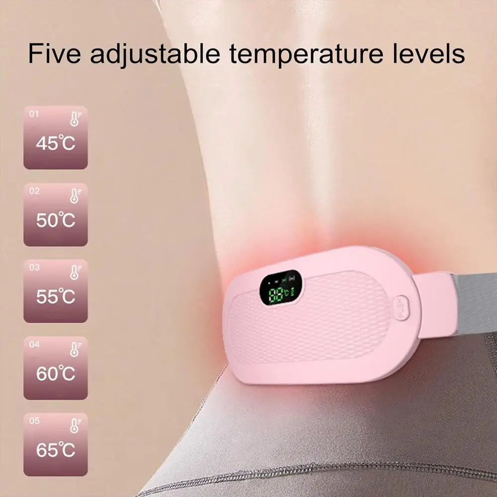 Almohadilla térmica menstrual, almohadilla térmica eléctrica de viaje para el estómago, cinturón térmico ajustable con pantalla digital, 4 modos de masaje por vibración