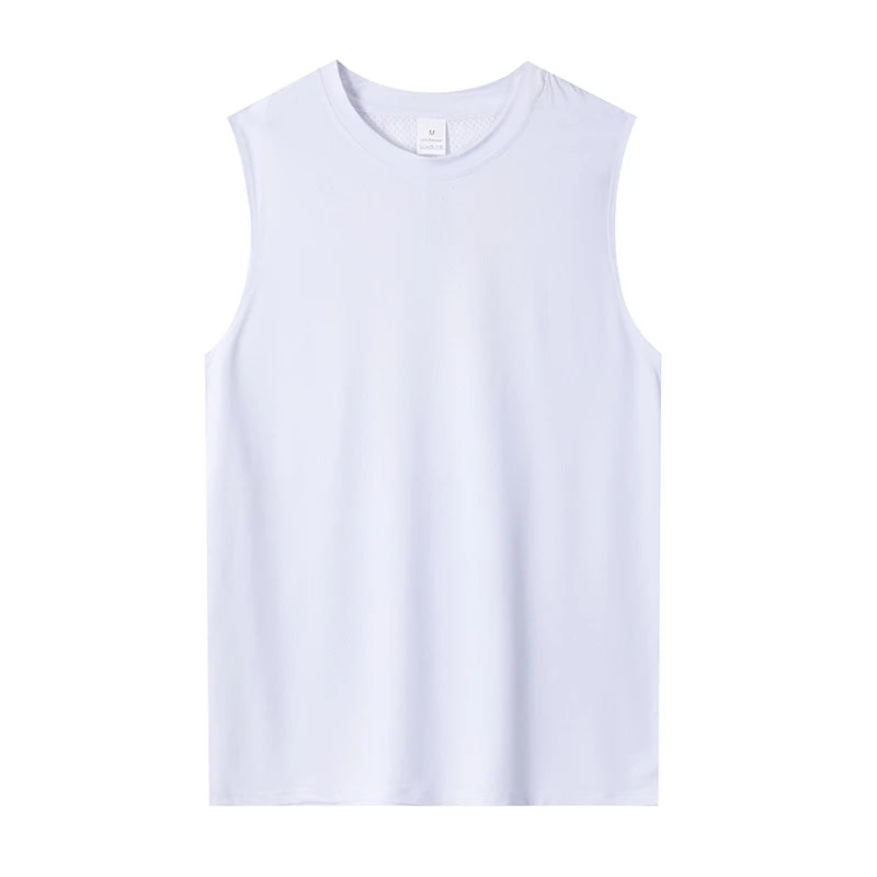 Chaleco de hombre negro transpirable de fibra de poliéster de secado rápido, sin mangas deportivo, apto para gimnasio, correr y entrenar, casual