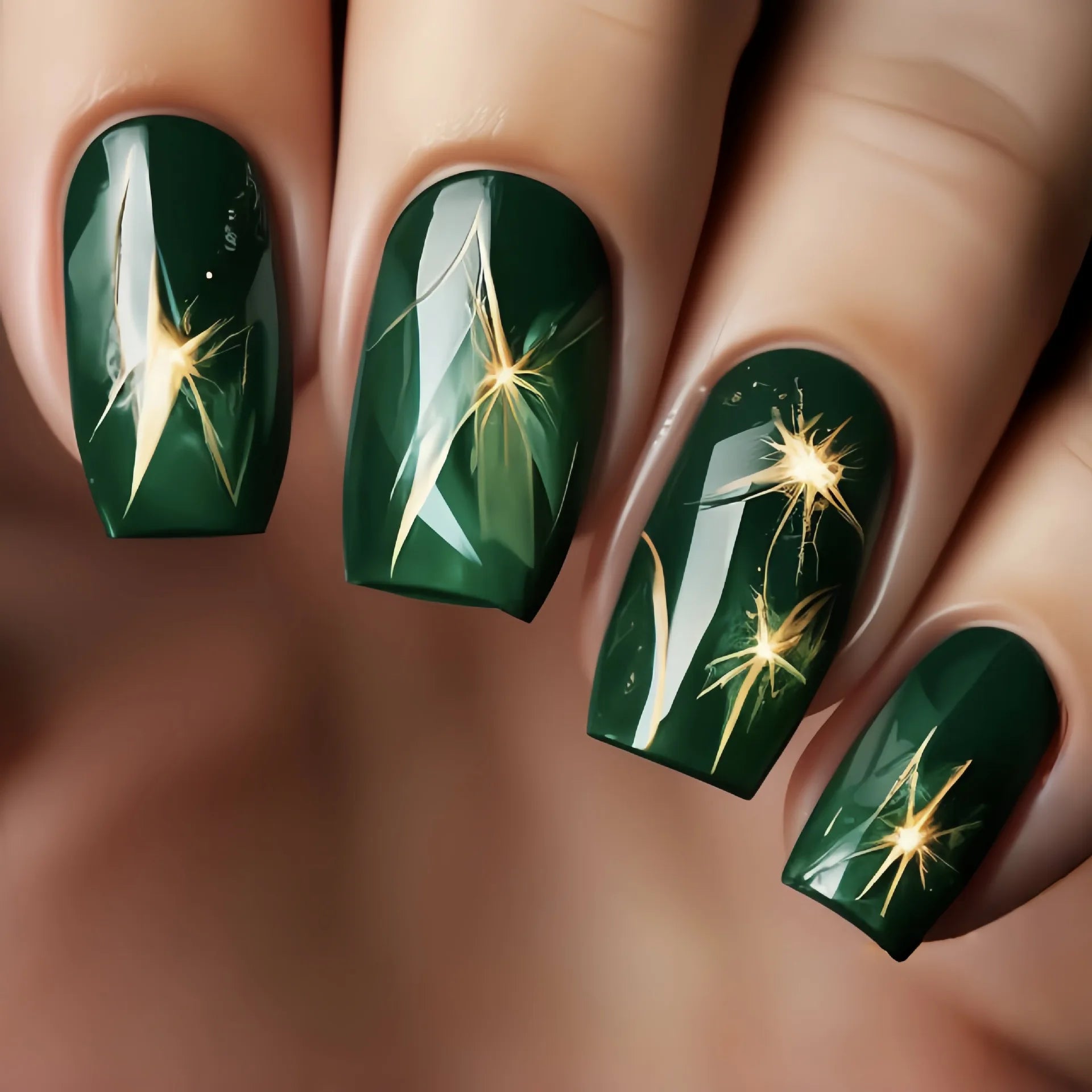 Green Ombre Square Press-On Nails (24PCS)
