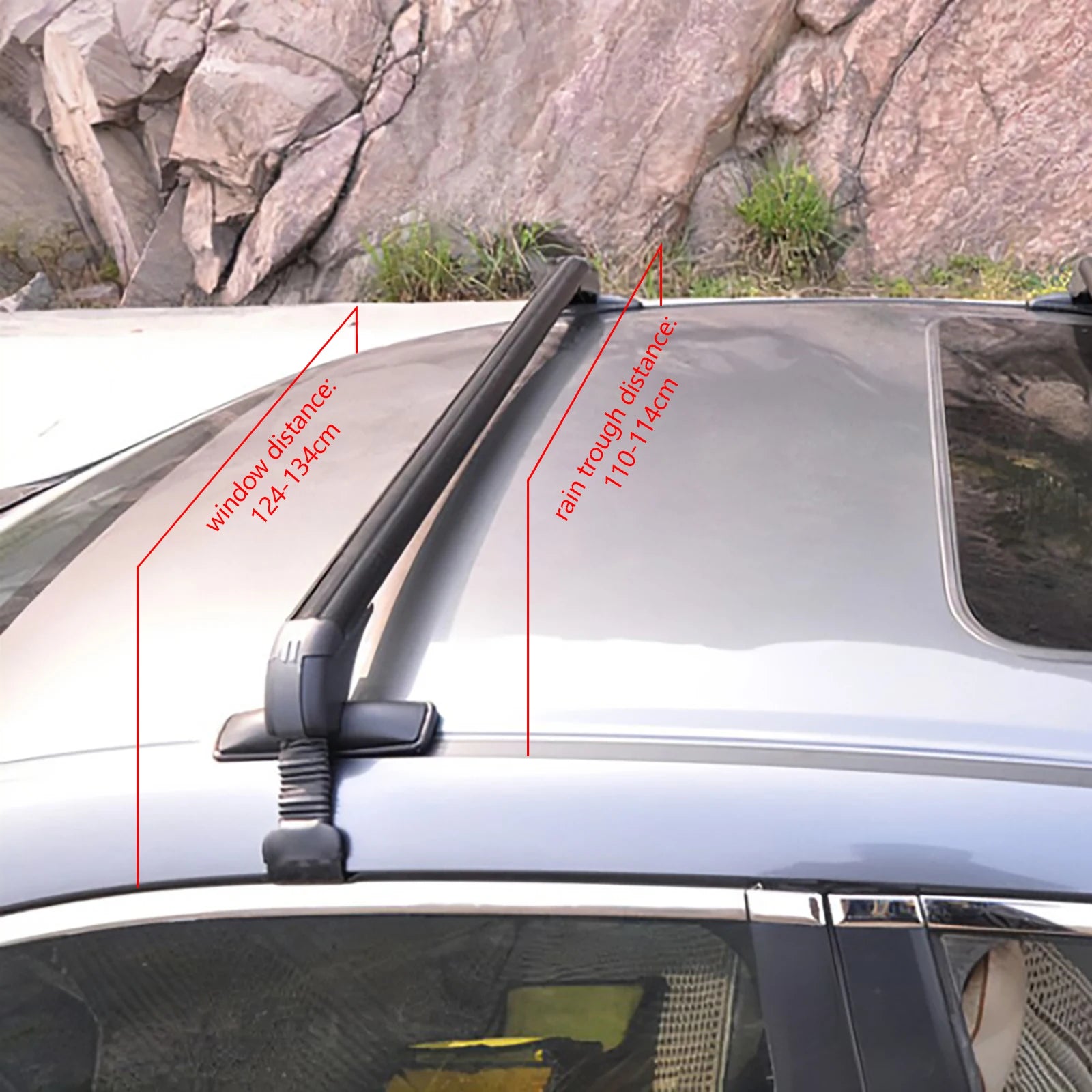 Baca de Techo Universal para Coche con Cerradura 100cm, Portaequipajes de Aluminio, Uso Universal para Coches de 4 o 5 Puertas