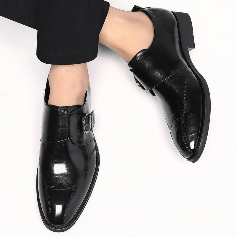 Zapatos de vestir de negocios para hombre con cierre, zapatos de cuero formales para hombre, calzado Oxford, mocasines Oxford de cuero de alta calidad para hombre