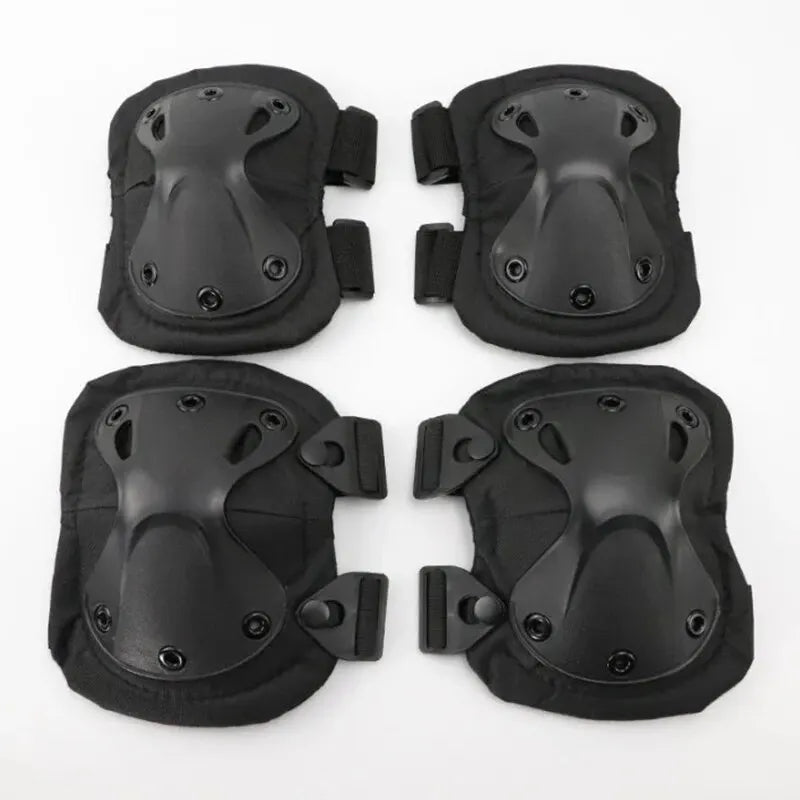Set de 4 Protectores Tácticos Exteriores Rodilleras Coderas para Ciclismo al Aire Libre Montañismo y Senderismo Protección Deportiva