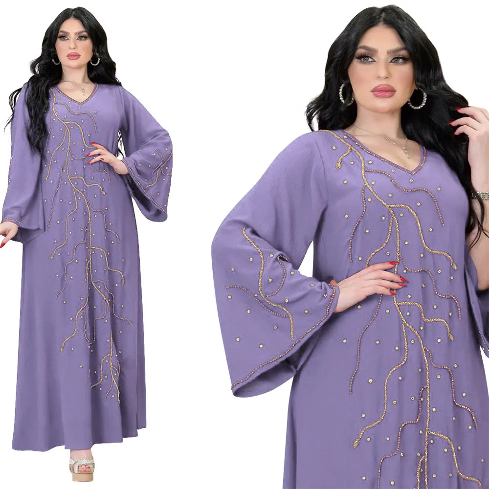 Caftan Eid Élégante Robe Musulmane Fête Ramadan Dubaï Abaya Turquie Robes Longues de Soirée Islamiques Musulmane Élégantes Vestidos