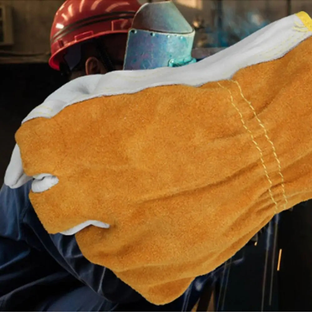 1 Pair Security Protection Welding Gloves Soft Leather Labor Protection Leather Work Gloves Durable Safety Welder Gloves