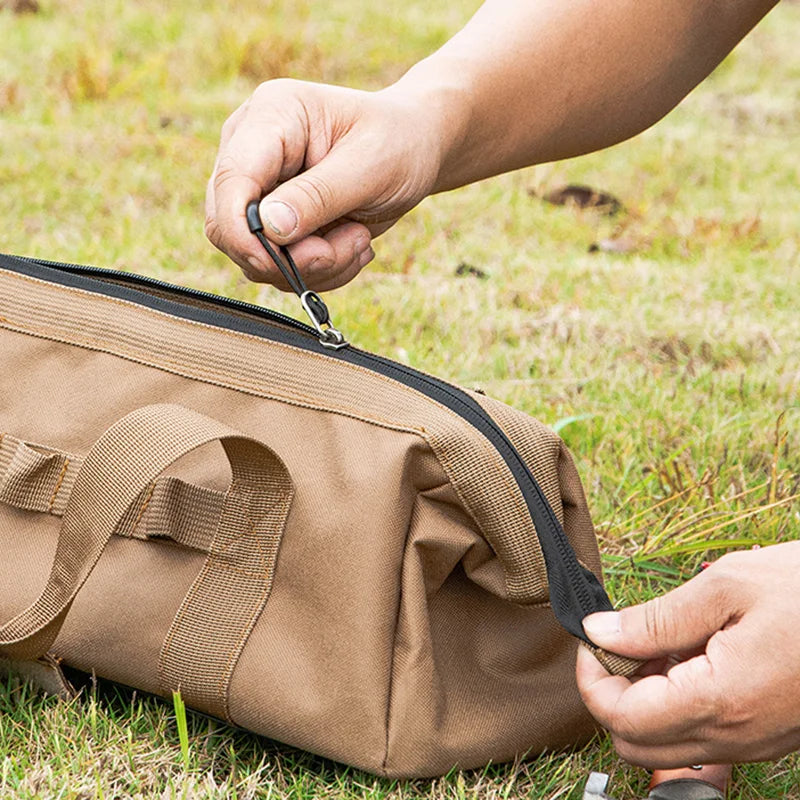 Bolsa de herramientas para camping, gran capacidad, boca ancha, bolsa de almacenamiento, bolsa de equipo resistente al agua
