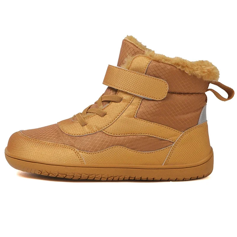 Boys Girls Winter Snow Boots Wide Toe Barefoot Insulated Waterproof Fur Lined Shoes for Kids Cold Weather Outdoor Sneakers