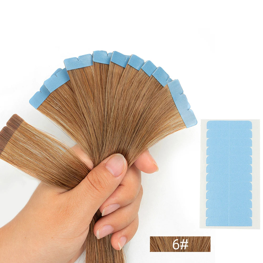 Mini Tape in Human Hair Extensions Machine Remy Adhesive Seamless Tape In Hair Straight Hair Extensions 10pcs/pack 12-24 Inches
