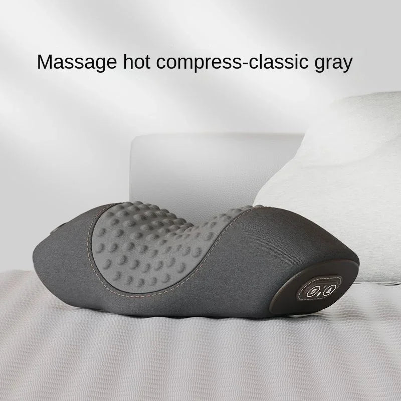 Almohada de masaje eléctrica con compresa caliente, vibración, masaje cervical, tracción de cuello, relajante para dormir, almohada de espuma viscoelástica, soporte para la columna.