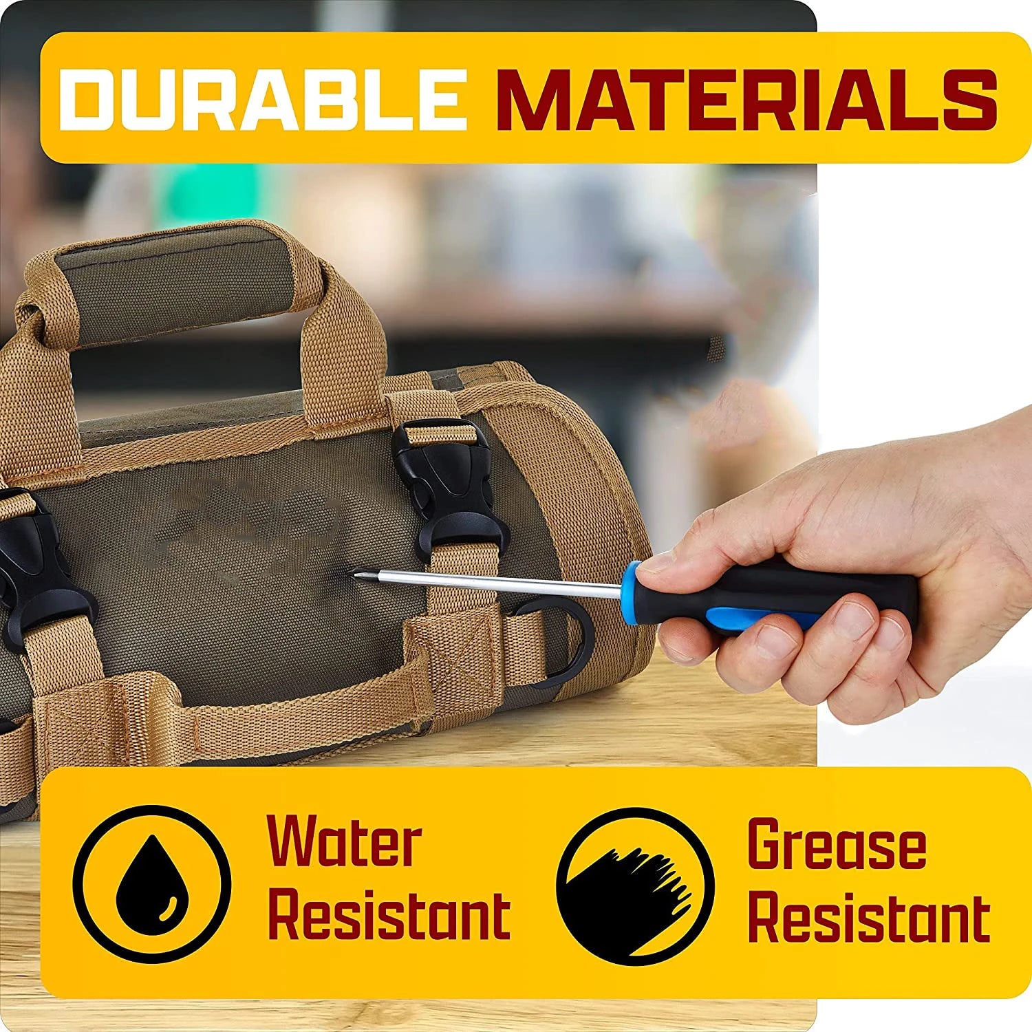 Sac à outils multi-usages, sac de rangement portable professionnel à poches multiples, sac de rangement étanche roulé, pinces, clés