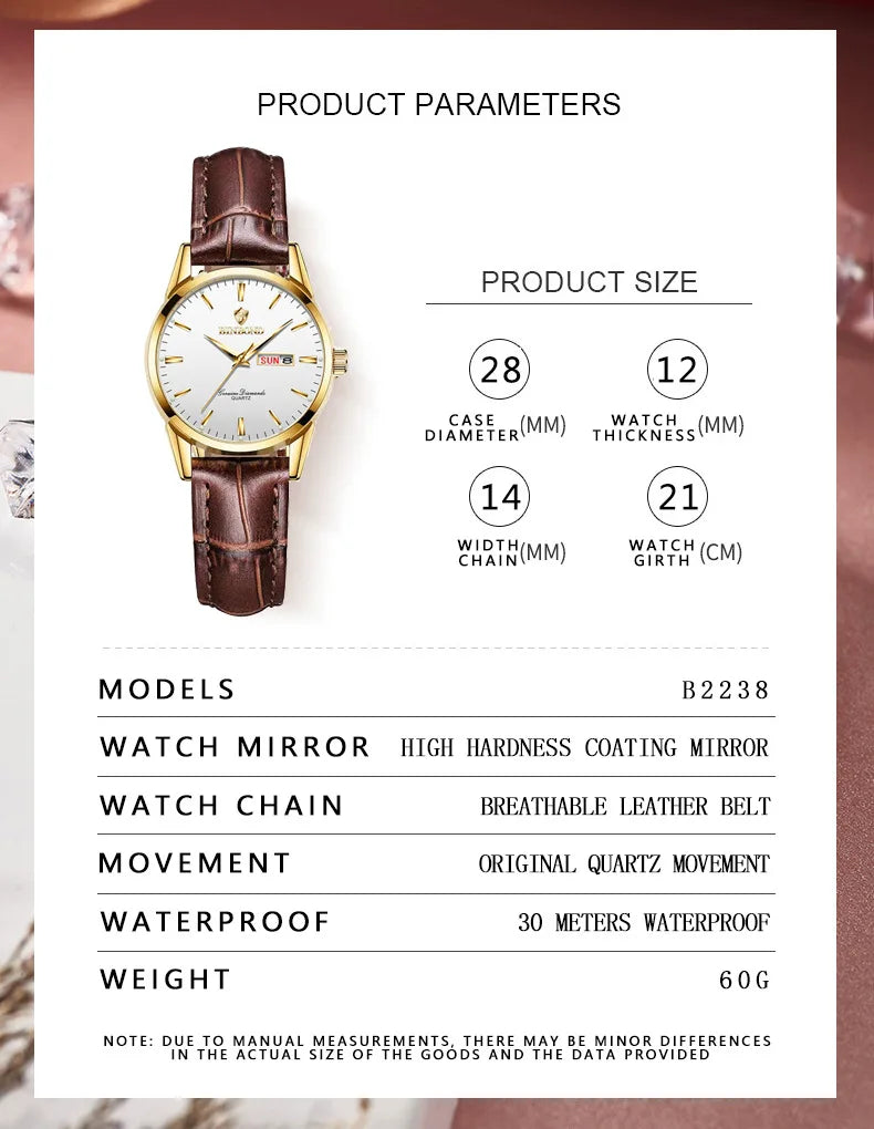 Hombre Reloj Superior Marca de Lujo Reloj de Pareja para Mujer Hombre Reloj Impermeable Calendario Masculino Relojes de Pulsera de Cuarzo Correa de Cuero Señoras