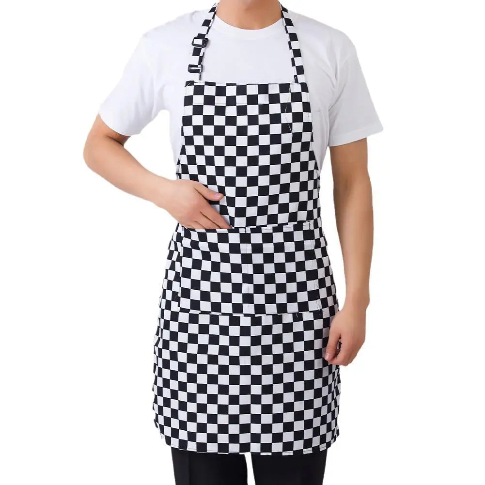 Delantal de cocina delantal de cocinero con cuello halter con 2 bolsillos delantales sin mangas para catering para hombres y mujeres delantal de camarero para barbacoa con estampado