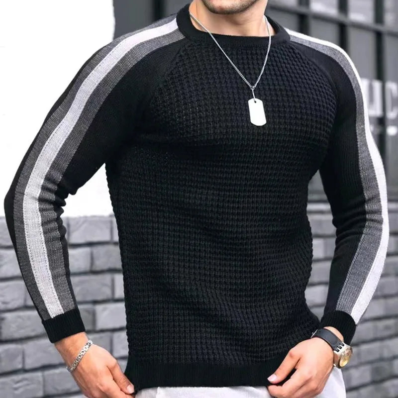 Suéter de punto informal de moda para hombre, de manga larga, cuello redondo, suéter de punto, jersey para hombre, ropa de hombre