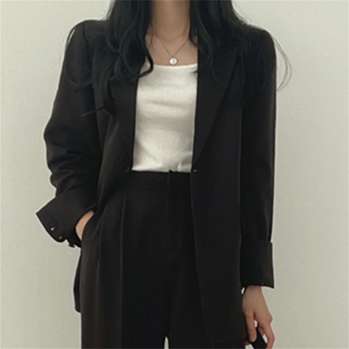 Conjunto Elegante de Blazer y Pantalones de Pierna Ancha para Mujer