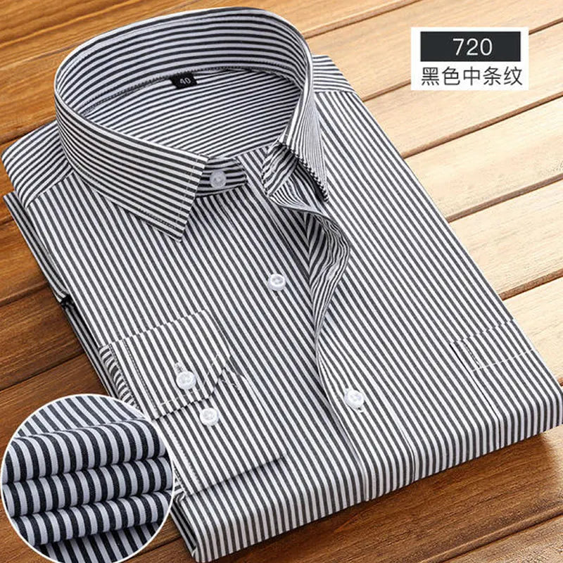 Camisa de manga larga para hombre primavera verano negocios casual algodón sin planchado alta calidad transpirable moda rayas nuevo
