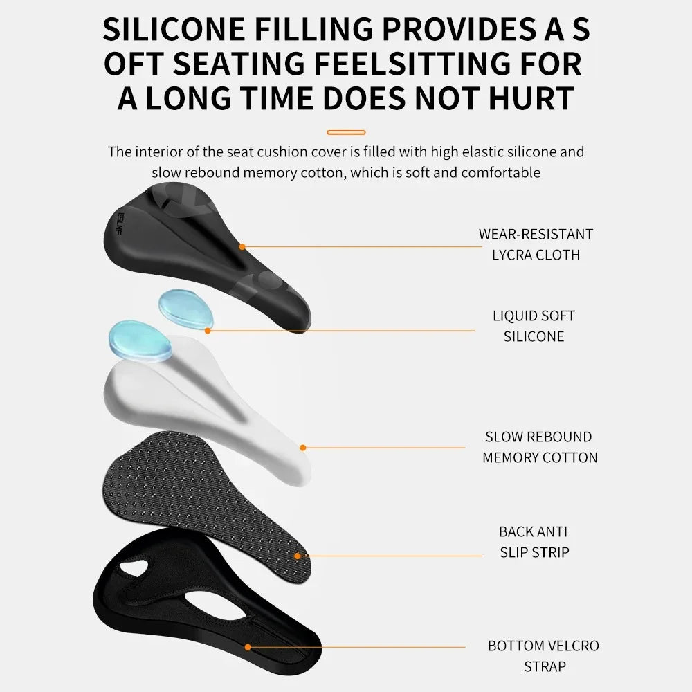 Funda de gel suave para asiento de bicicleta ESLNF – Impermeable, antideslizante y cómoda con absorción de impactos