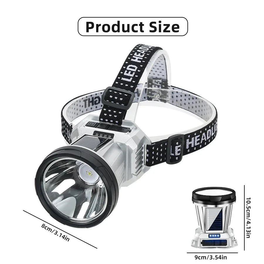 Lampe frontale LED rechargeable haute puissance ultra-lumineuse, lampe torche d'extérieur à charge d'urgence haute luminosité, lampe de pêche