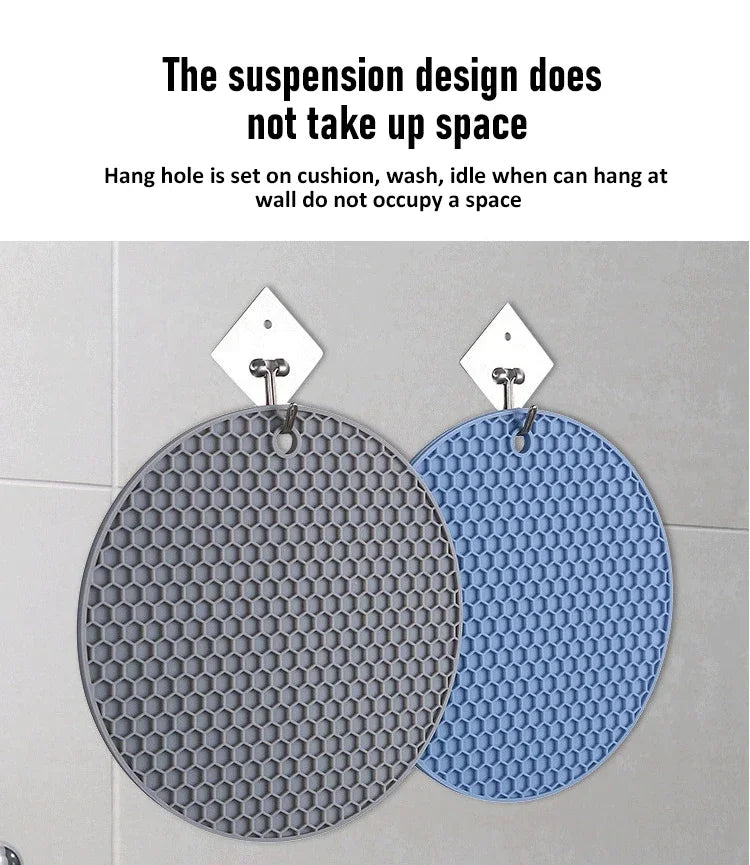 Set de table multifonctionnel en silicone pour la cuisine, dessous de verre rond antidérapant et résistant à la chaleur, manique