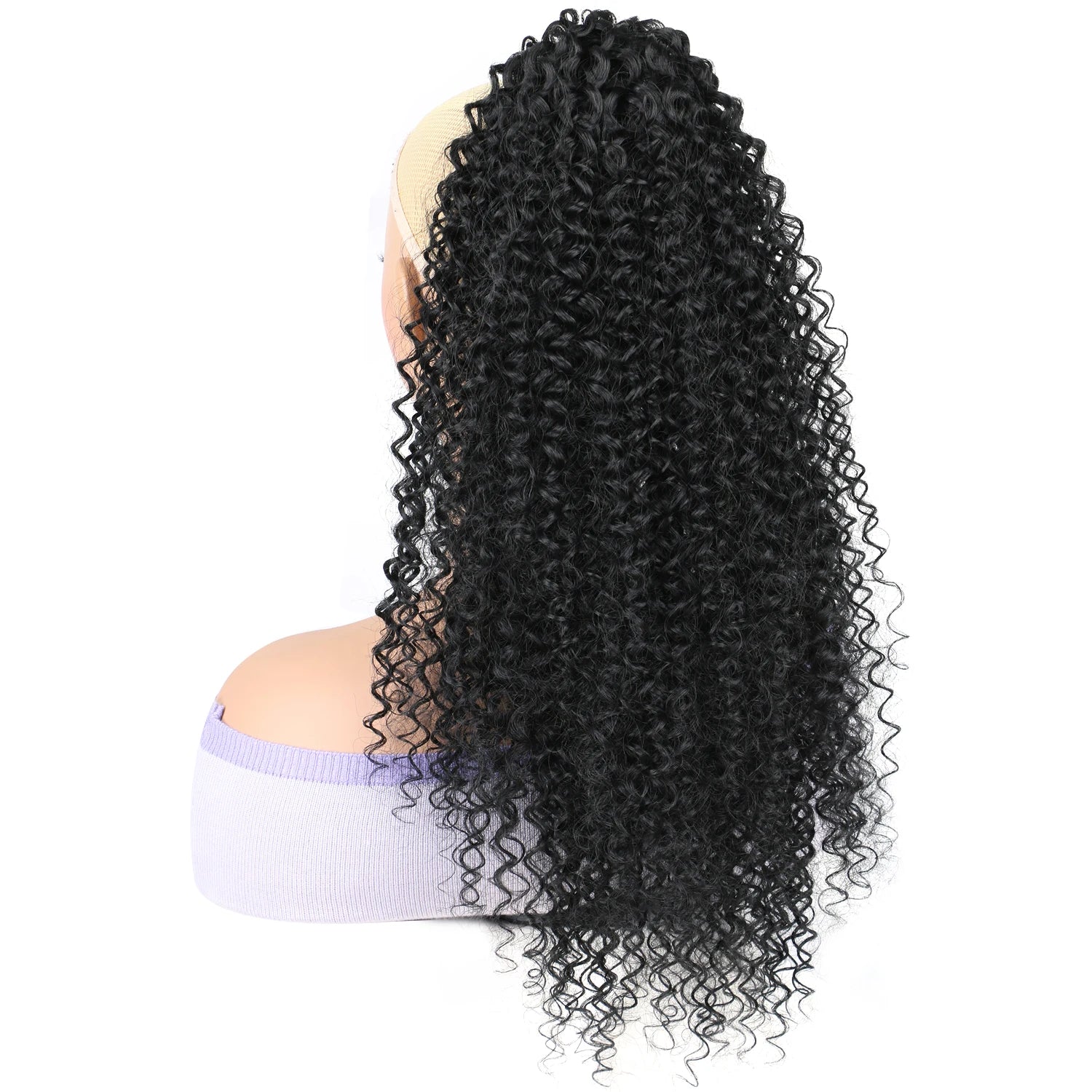 Extensions de Cheveux Synthétiques Frisés Kinky Afro Fluffy en Queue de Cheval avec Cordon de Serrage pour Femmes, 45 cm