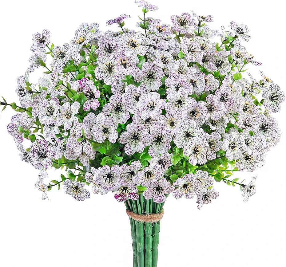 Flores artificiales para exterior, resistentes a los rayos UV, plantas sintéticas para jardín, bodas, hogar, cocina, decoración de granja, plantas artificiales
