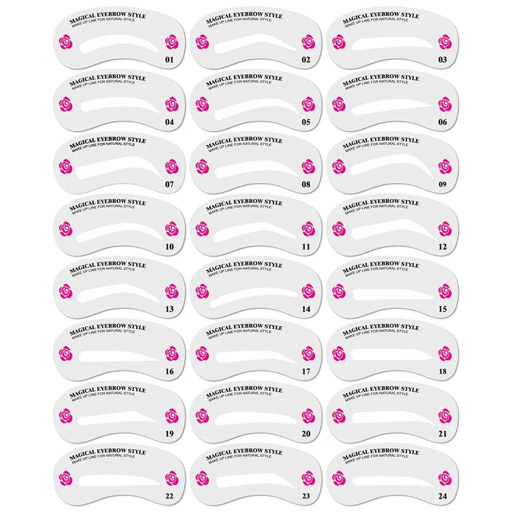12-Style Reusable Eyebrow Stencil Set