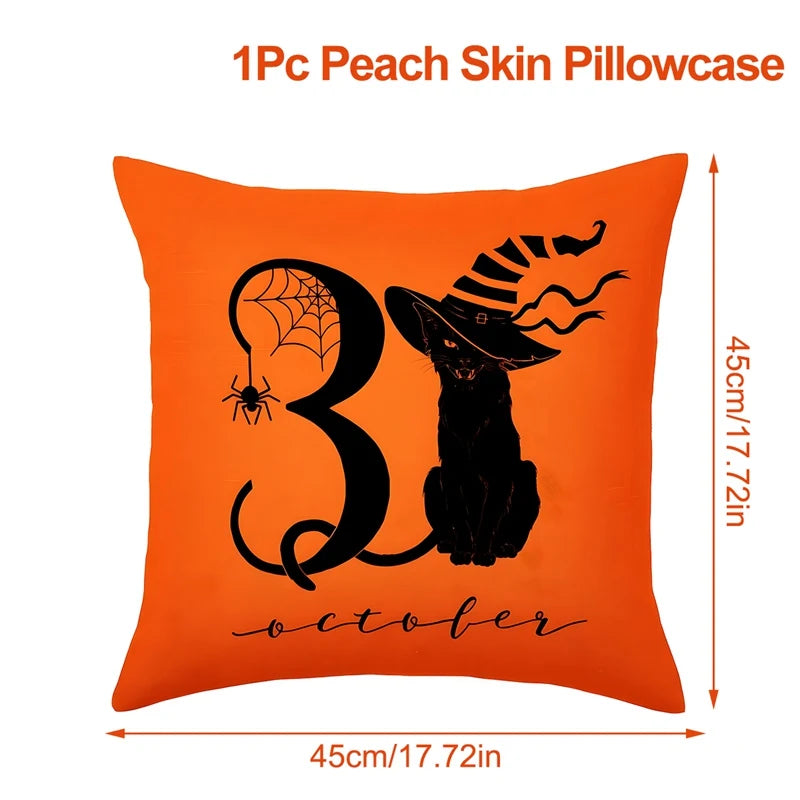 Funda de cojín de lino de Halloween, funda de almohada con temática de truco o trato, funda de almohada de calabaza y fantasma de dibujos animados, decoración para fiesta de Halloween 2025