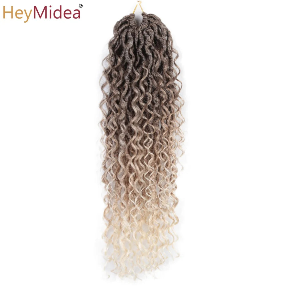 Synthetic Goddess Locs Crochet Hair Braids Curly Faux Locs Braiding Hair Extensions Wig For Women Black Hippie Boho Style